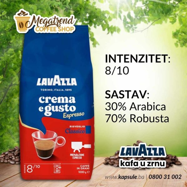 Espresso Kafa u Zrnu Lavazza CREMA E GUSTO CLASSICO www.kapsule.ba Bosna
