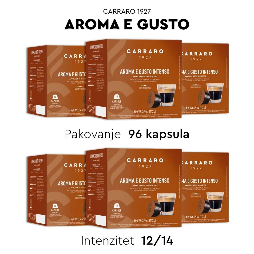Dolce Gusto kompatibilne kapsule CARRARO AROMA E GUSTO 96 kapsula Dolce Gusto kompatibilne kapsule CARRARO AROMA E GUSTO 96 kapsula