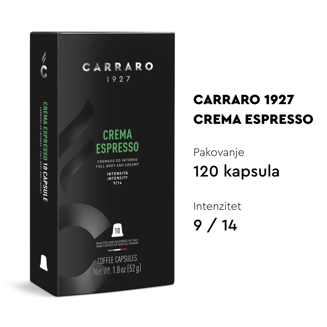 Nespresso kompatibilne kapsule CARRARO CREMA ESPRESSO - 120 kapsula Nespresso kompatibilne kapsule CARRARO CREMA ESPRESSO – 120 kapsula