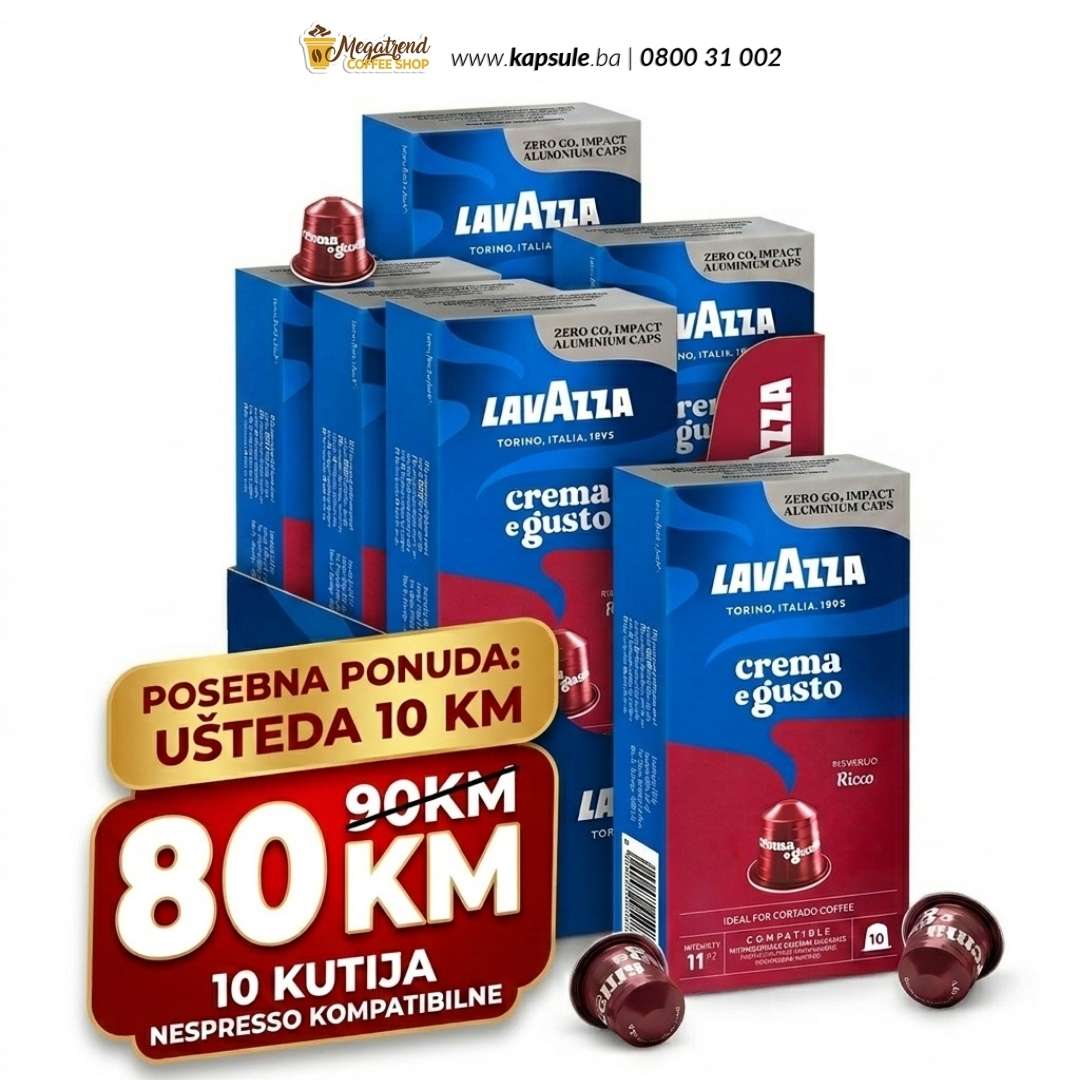 Nespresso kompatibilne kapsule LAVAZZA CREMA E GUSTO RICCO - 100 kapsula Nespresso kompatibilne kapsule LAVAZZA CREMA e GUSTO RICCO – 100 kapsula
